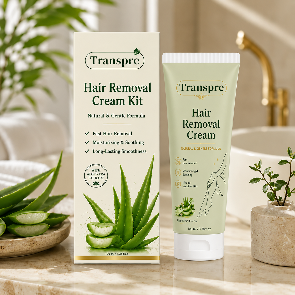 Transpre™ Natural Gentle Hair Removal Cream | For Women & Men, Sensitive Skin