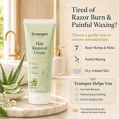 Transpre™ Natural Gentle Hair Removal Cream | For Women & Men, Sensitive Skin