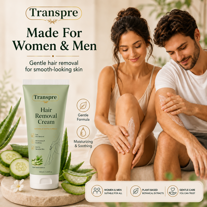 Transpre™ Natural Gentle Hair Removal Cream | For Women & Men, Sensitive Skin